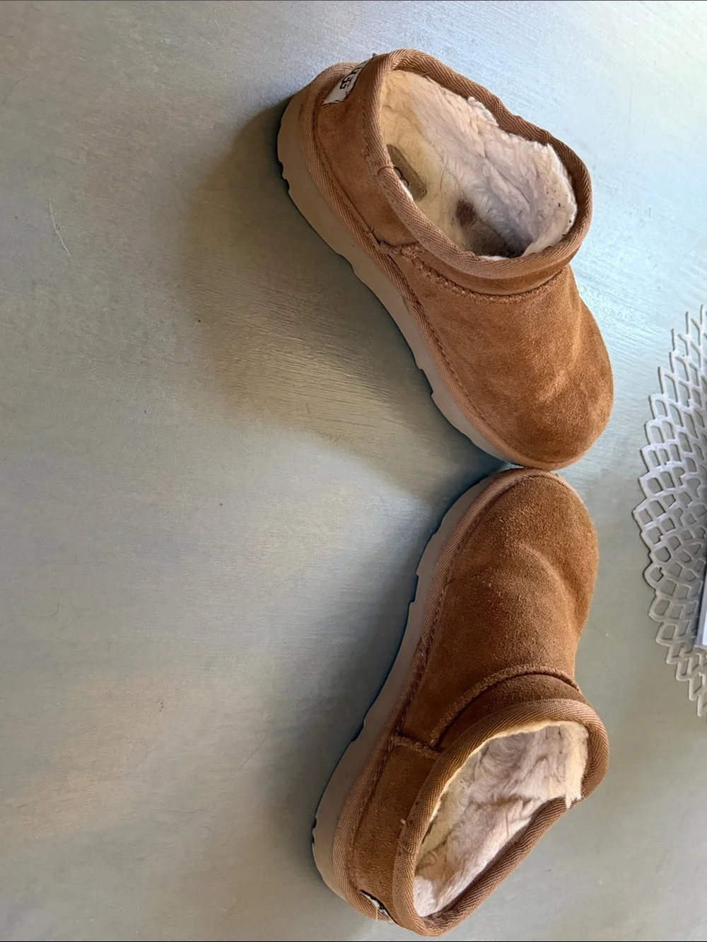 UGG Kids Slip-On Suede Mules in Chestnut